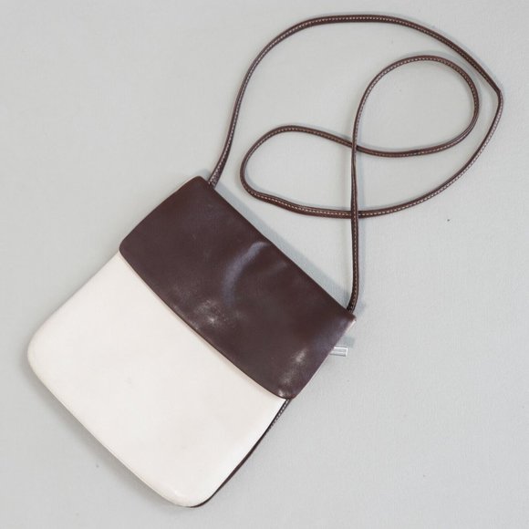 Luis Esteve Crossbody Handbag Womens Small Cream Brown Leather Lined Pockets - Picture 1 of 11